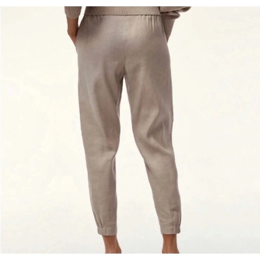 Babaton Aritzia Women Tan Linen Blend Elastic Waist Pull On Jogger Pants Size‎ S
